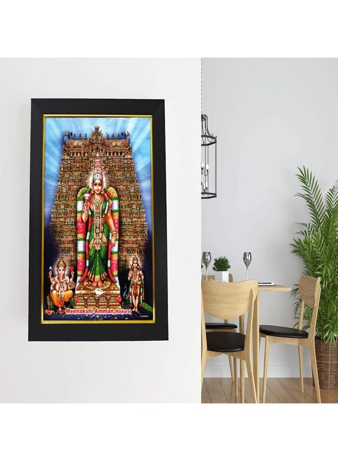 101Temples - Goddess Meenakshi Amman Wooden Photo Frame | Madurai | Meenatchi | Amman | Arulmigu | Angayarkannammai | 1 Piece | 10 x 13 | Matt Finish | Wood (Temple) - Image 4